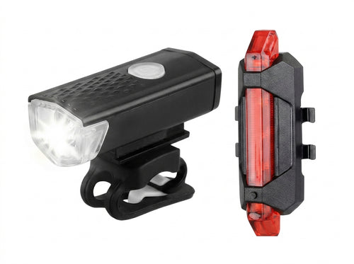 Kit Farol e Lanterna Traseira LED para Bicicleta | Recarregável e À Prova D'água