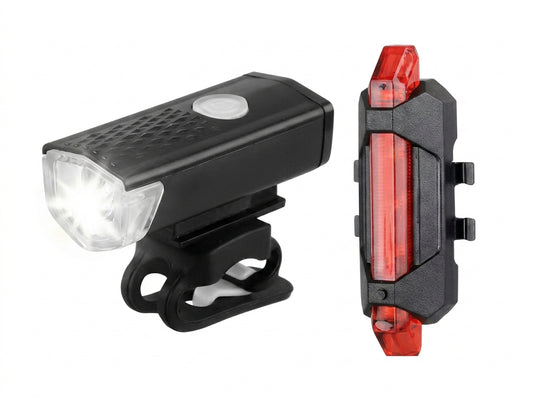 Kit Farol e Lanterna Traseira LED para Bicicleta | Recarregável e À Prova D'água