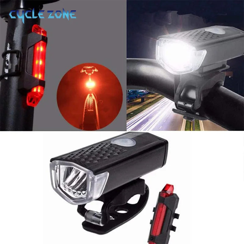 Kit Farol e Lanterna Traseira LED para Bicicleta | Recarregável e À Prova D'água