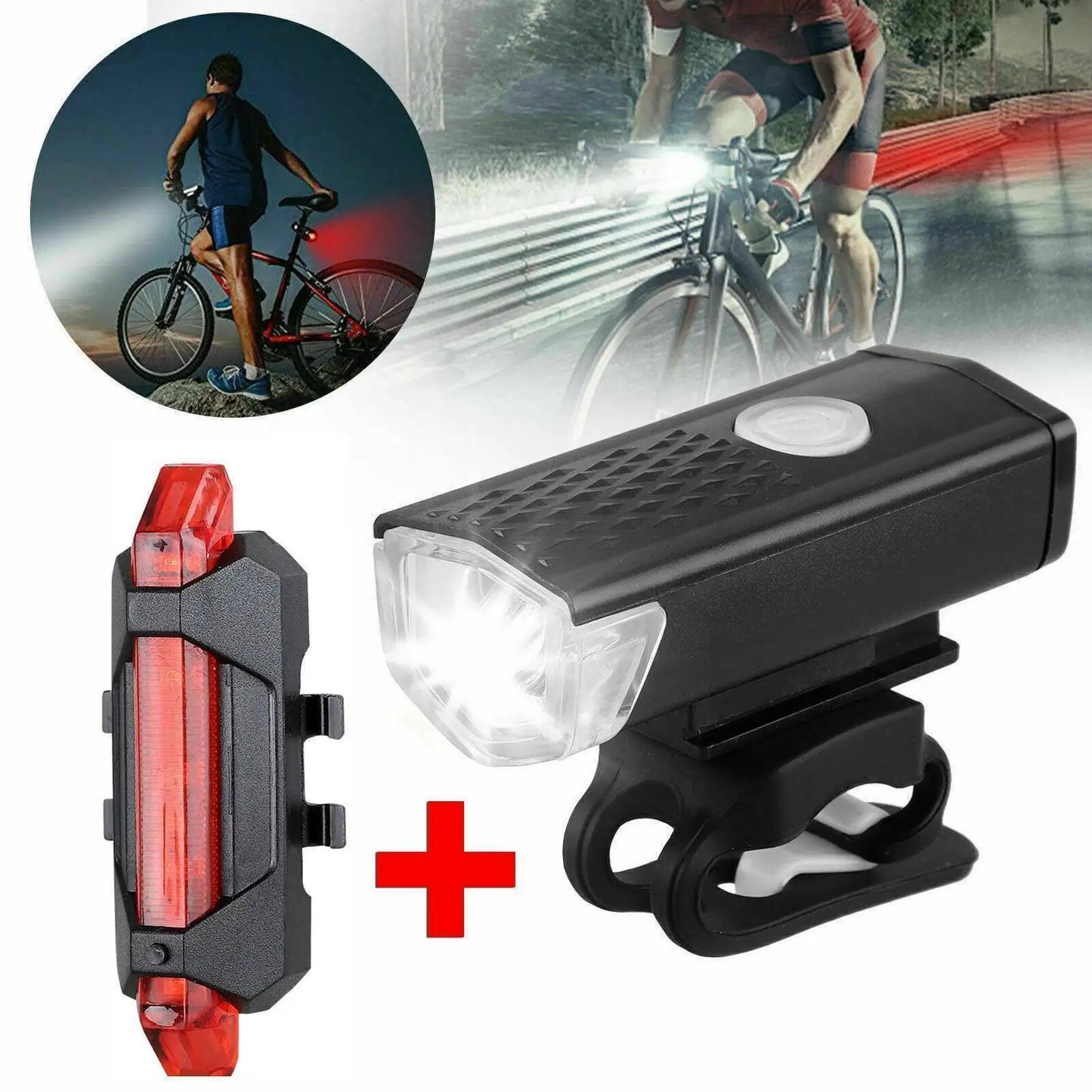 Kit Farol e Lanterna Traseira LED para Bicicleta | Recarregável e À Prova D'água