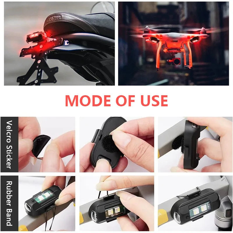 Sinalizador Strobo Anti-Colisão Universal: Recarregável USB