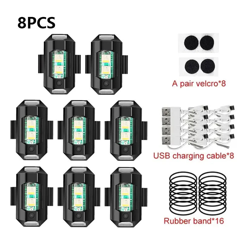 Sinalizador Strobo Anti-Colisão Universal: Recarregável USB