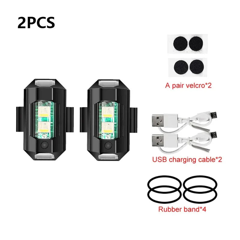 Sinalizador Strobo Anti-Colisão Universal: Recarregável USB