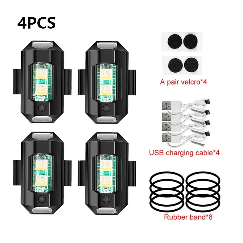 Sinalizador Strobo Anti-Colisão Universal: Recarregável USB