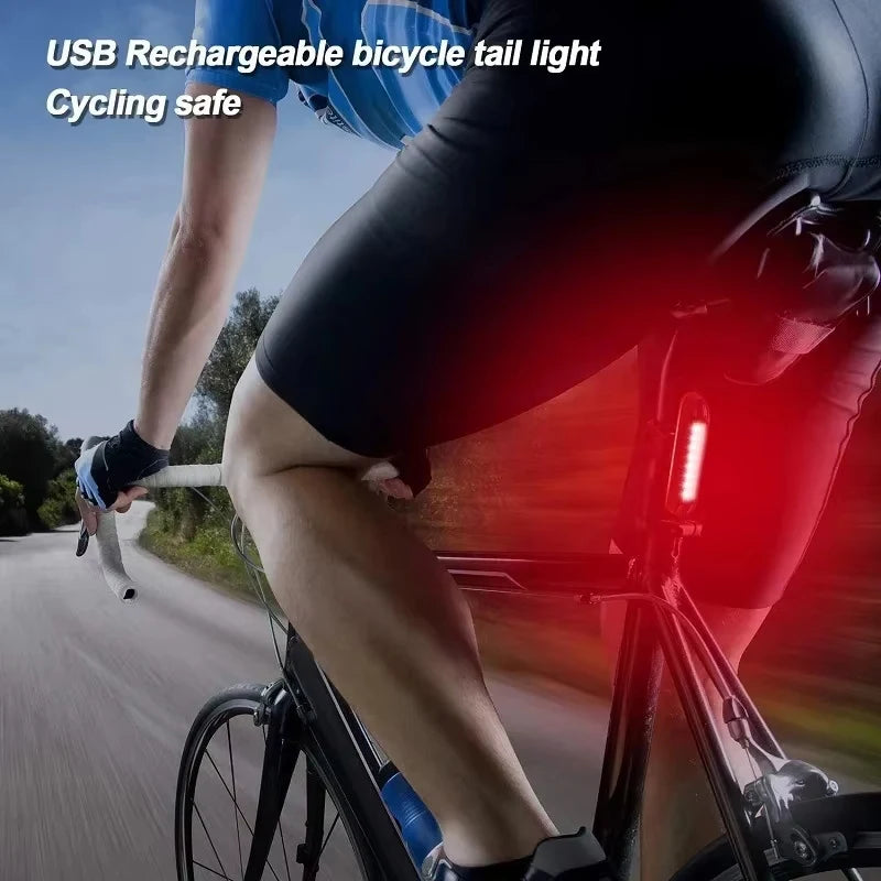 Bike Rear Tail Light USB Rechargeable Red Blue LED Bright Taillight Fit On Any Bicycle/Helmet Easy To Install For Cycling Safety