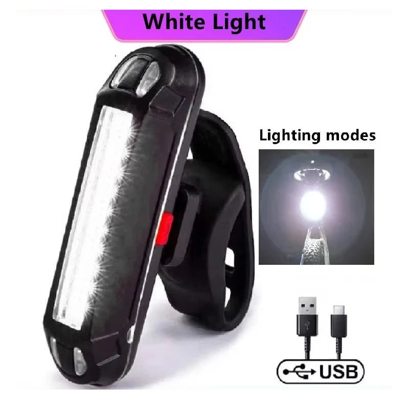 Bike Rear Tail Light USB Rechargeable Red Blue LED Bright Taillight Fit On Any Bicycle/Helmet Easy To Install For Cycling Safety